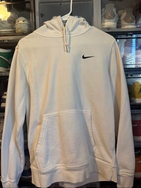 Nike White Pullover Hoodie with Black Swoosh